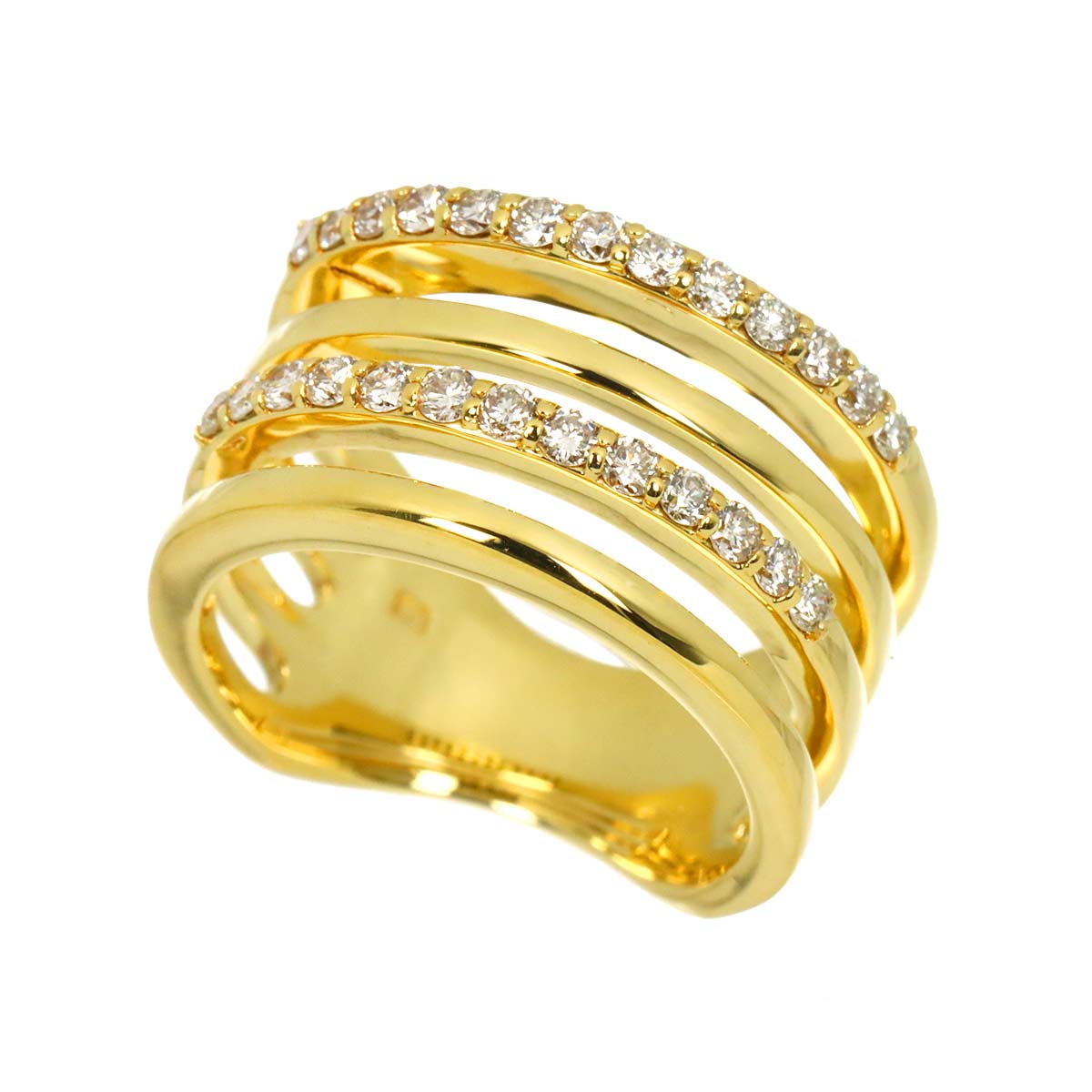 Diamond 0.55ct Ring 18K YG Yellow Gold 750 Size5.75-6(US)