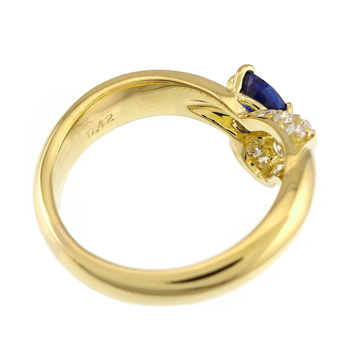 Sapphire 0.69ct Diamnd 0.42ct Ring 18K YG Size7.25(US)