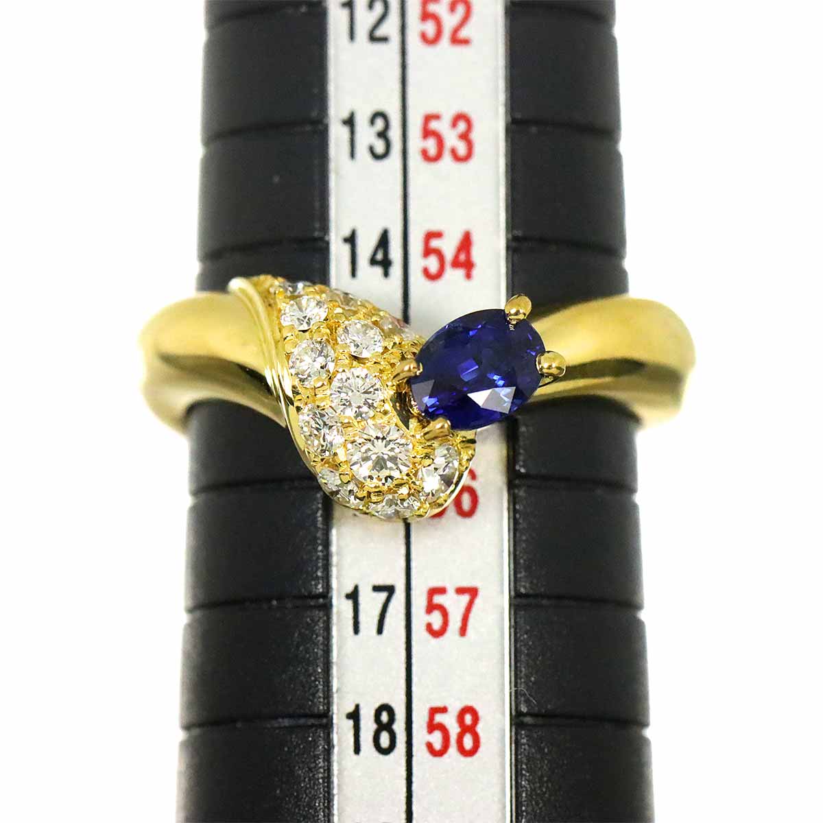 Sapphire 0.69ct Diamnd 0.42ct Ring 18K YG Size7.25(US)