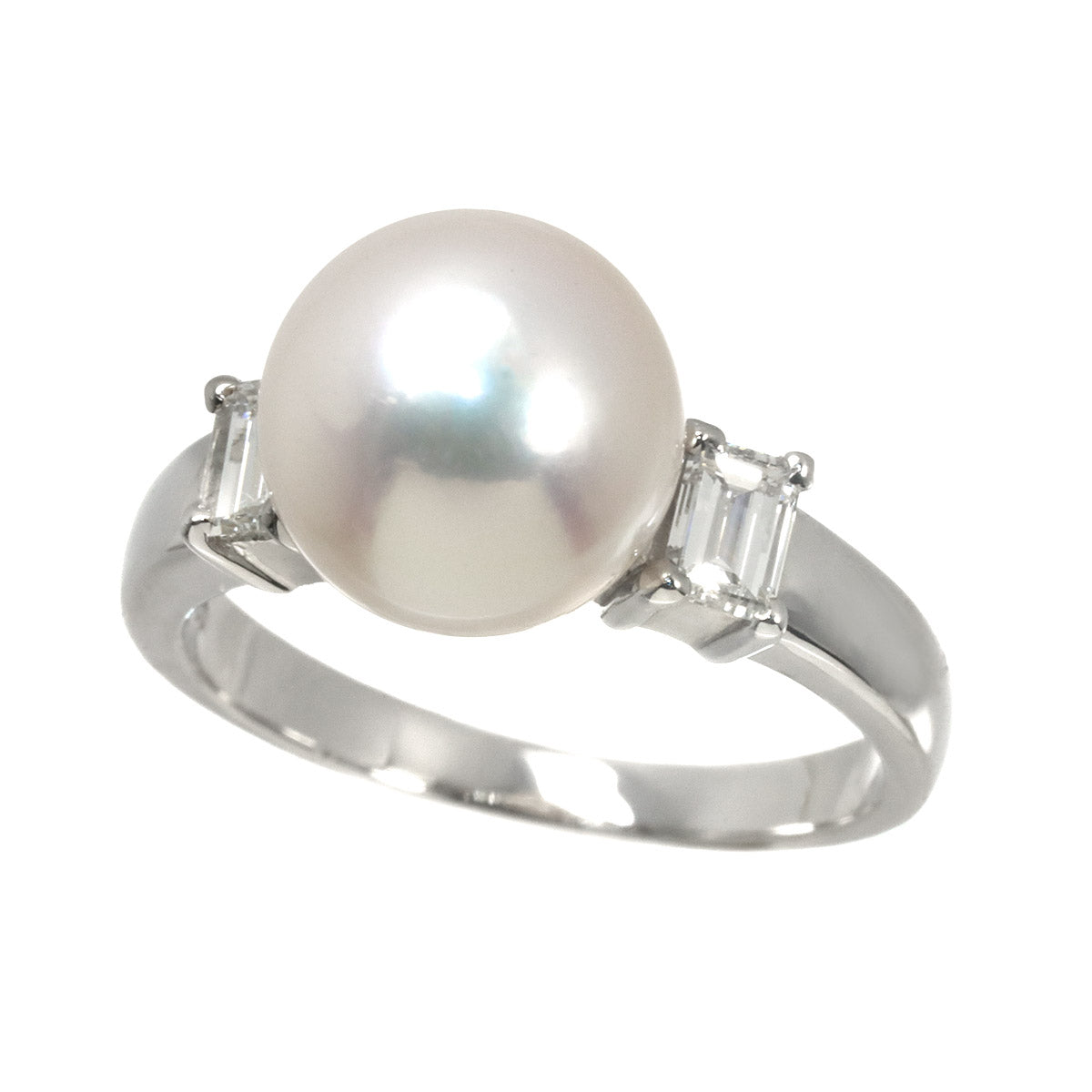 Akoya Pearl 9.1mm Diamond 0.35ct Ring Pt size4.75-5(US)
