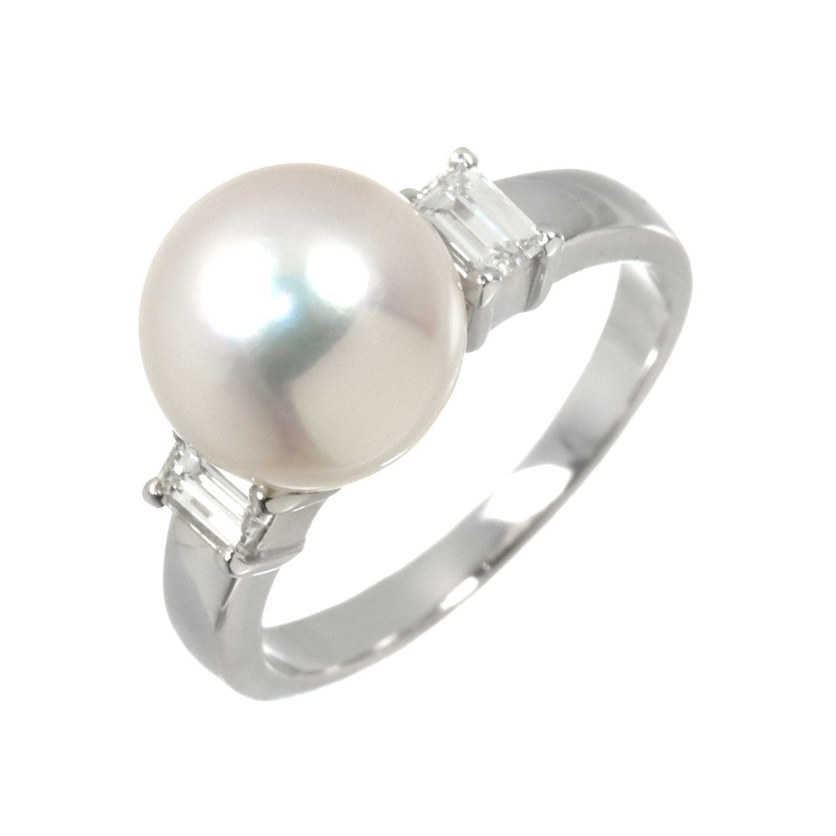 Akoya Pearl 9.1mm Diamond 0.35ct Ring Pt size4.75-5(US)