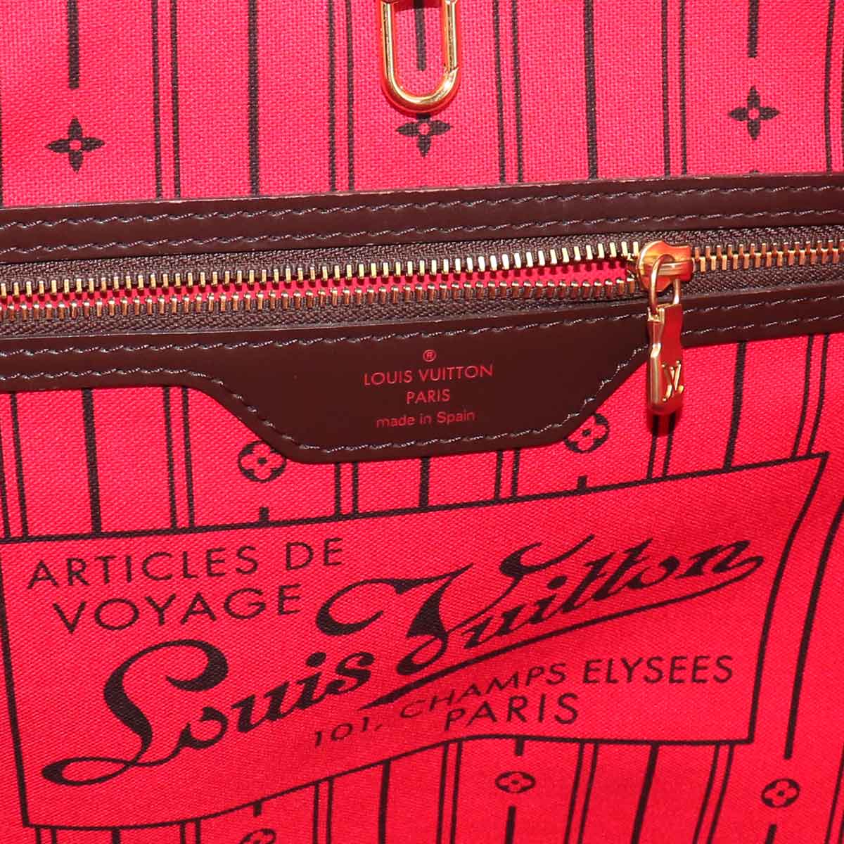 Damier Neverfull MM Tote Bag Ebene Cerise N51105 Purse