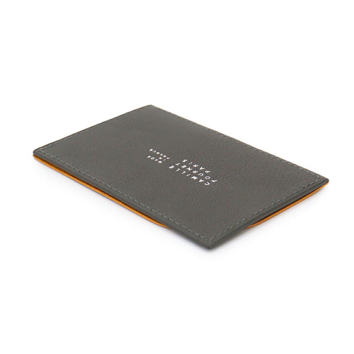 Card Case Leather Grey Logos
