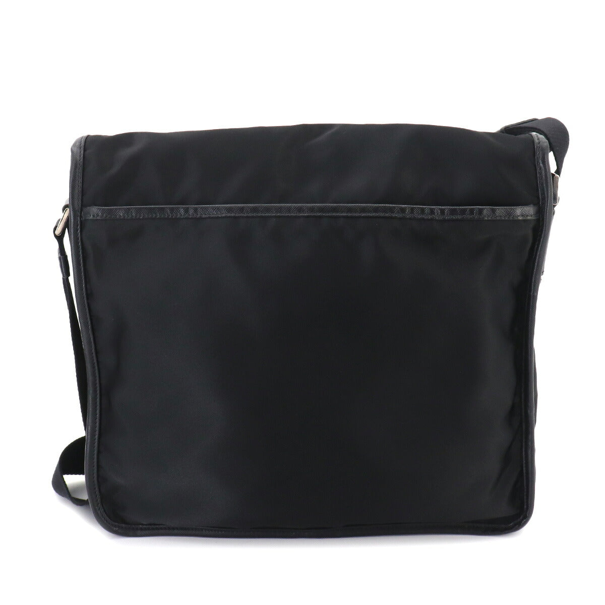 Messenger Shoulder Bag Nylon Saffiano Leather Nero Black V166