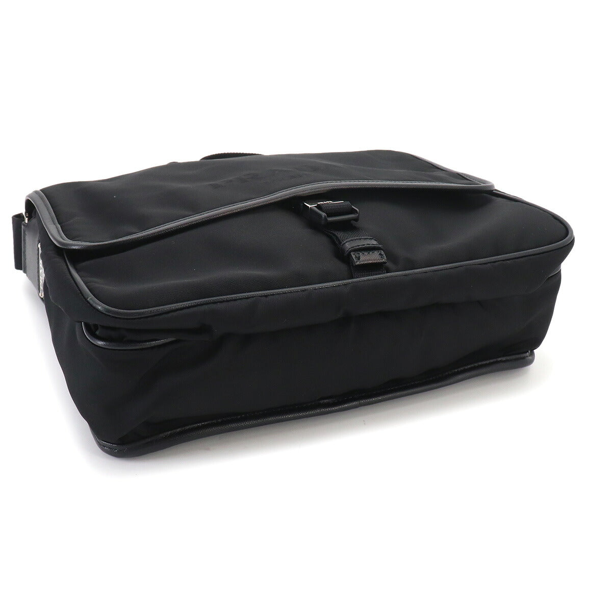 Messenger Shoulder Bag Nylon Saffiano Leather Nero Black V166