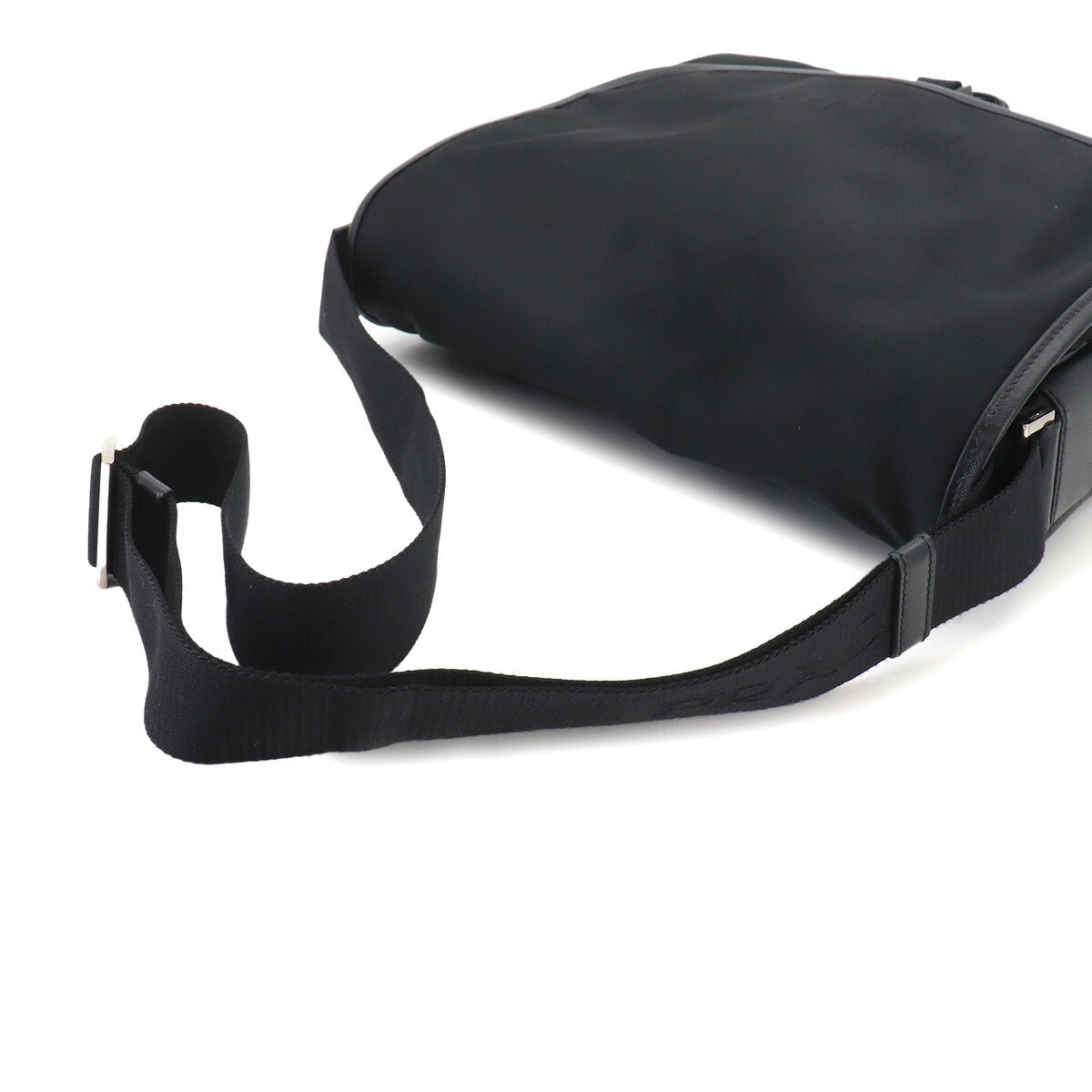 Messenger Shoulder Bag Nylon Saffiano Leather Nero Black V166