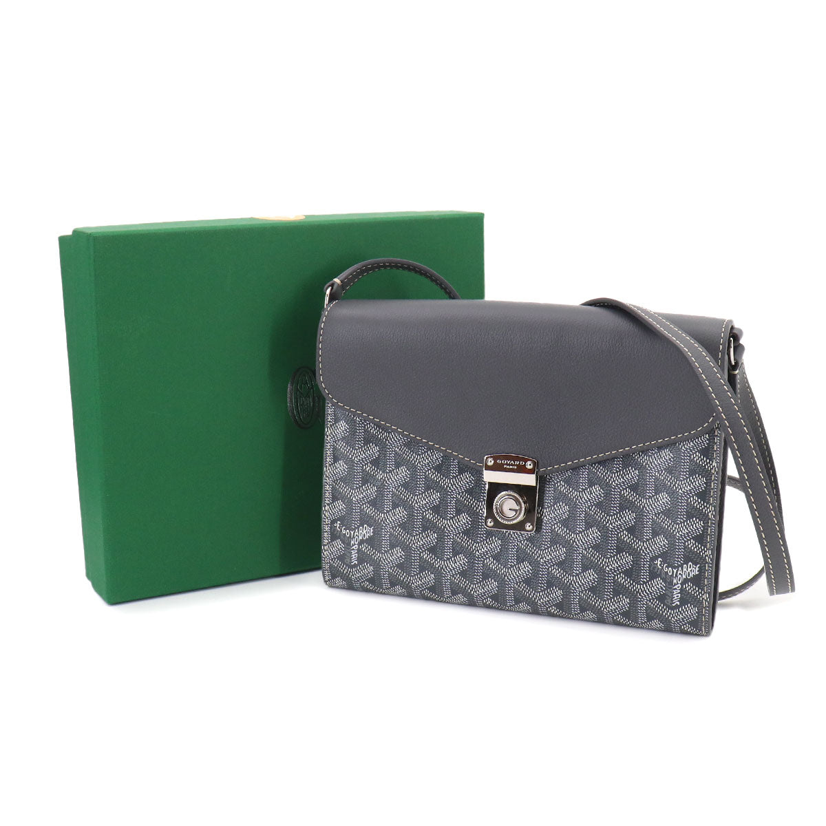 Chypre Pouch Wallet Shoulder Bag PVC Leather Gray Purse