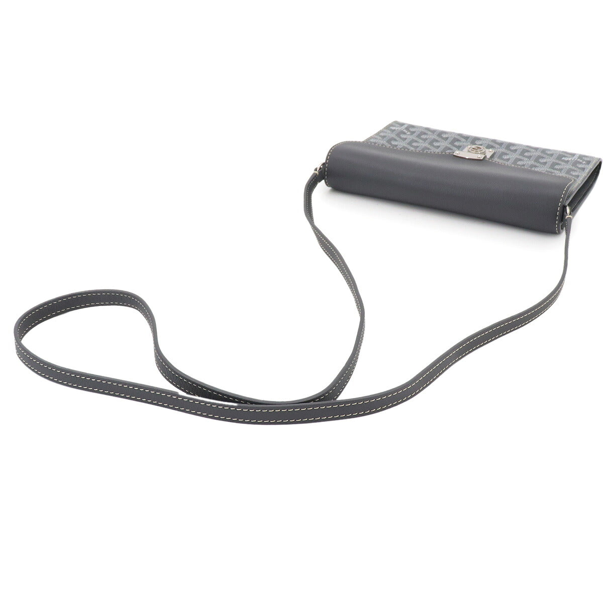Chypre Pouch Wallet Shoulder Bag PVC Leather Gray Purse