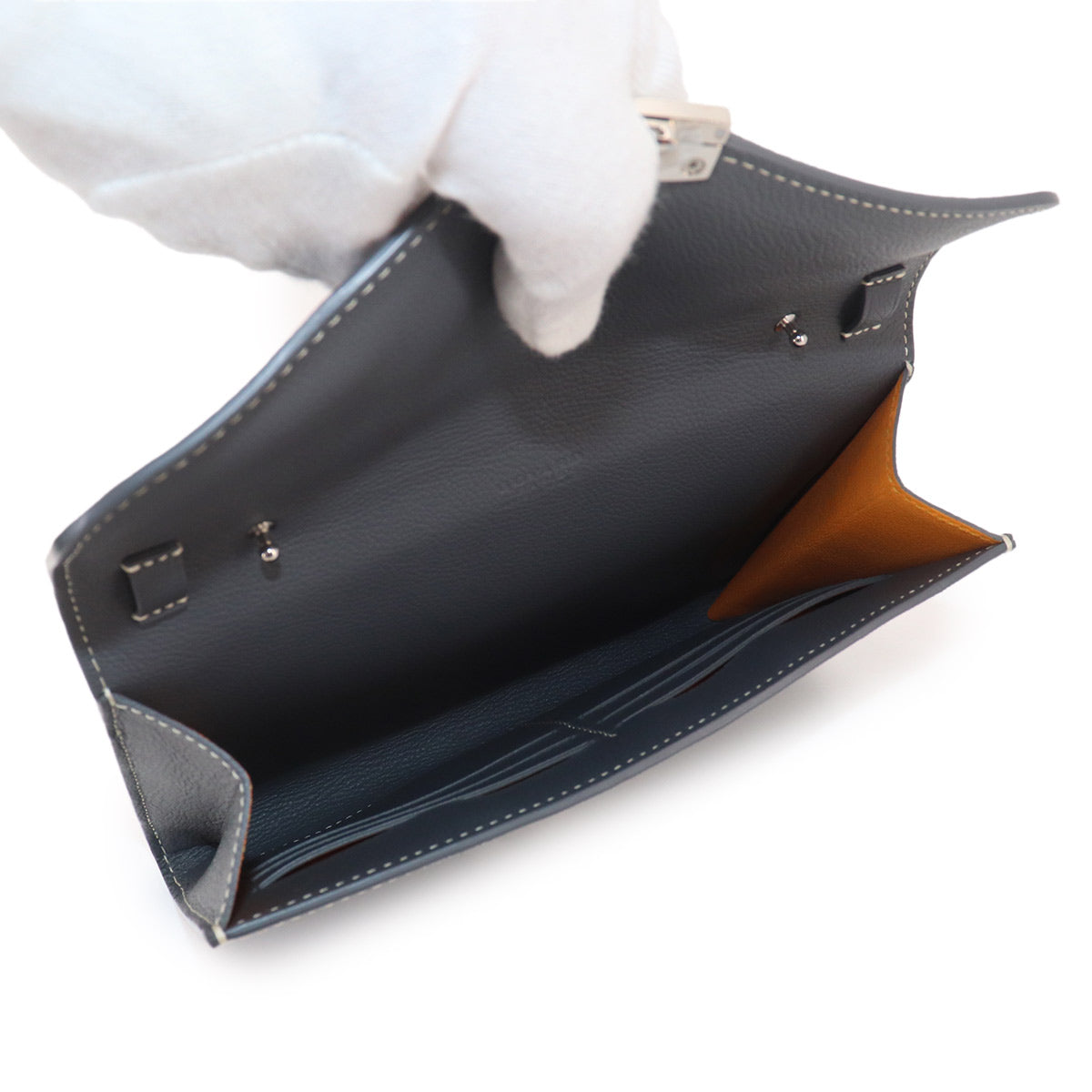 Chypre Pouch Wallet Shoulder Bag PVC Leather Gray Purse