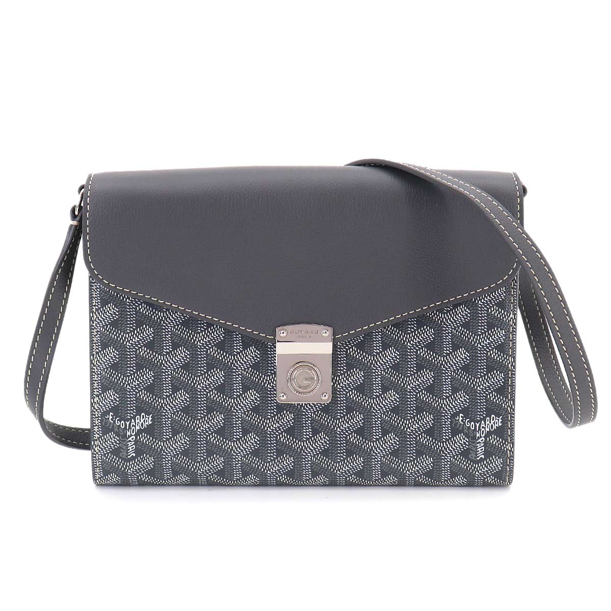 Chypre Pouch Wallet Shoulder Bag PVC Leather Gray Purse