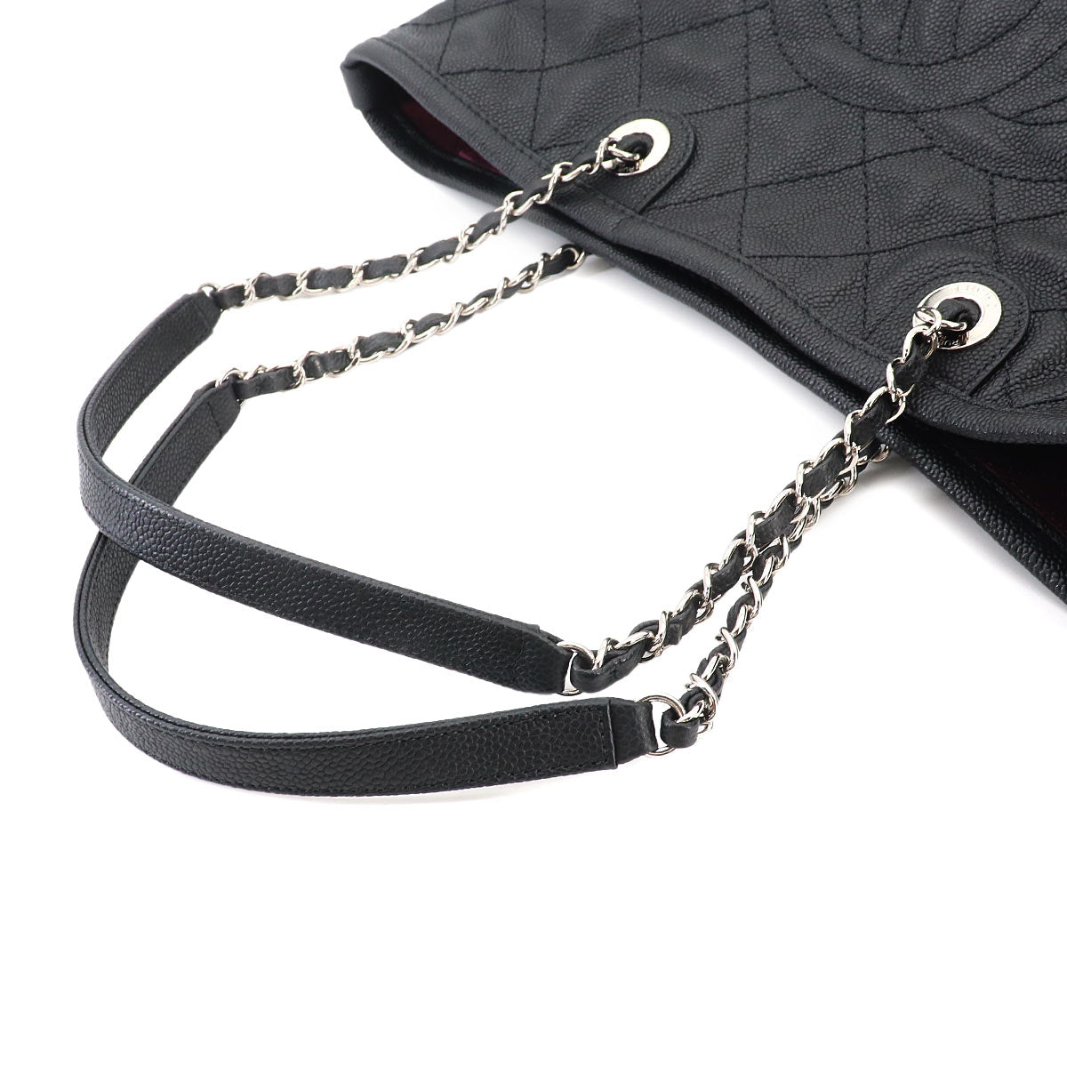 Matelasse Chain Tote Bag Leather Black A92754 Pouch