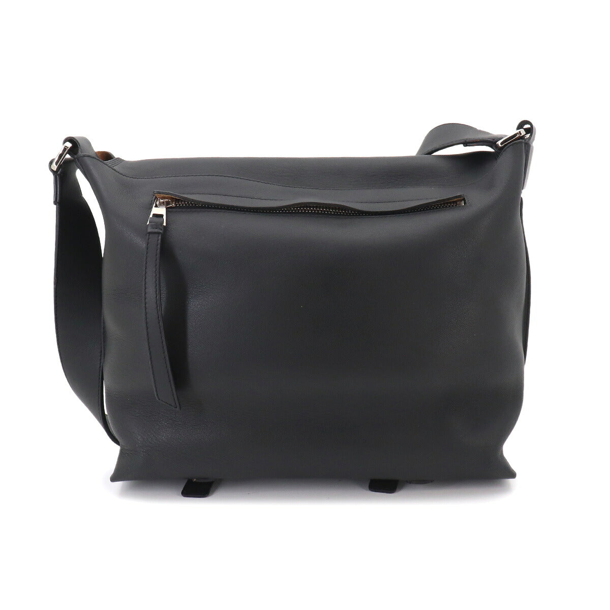 Military Messenger Shoulder Bag Leather Black Purse
