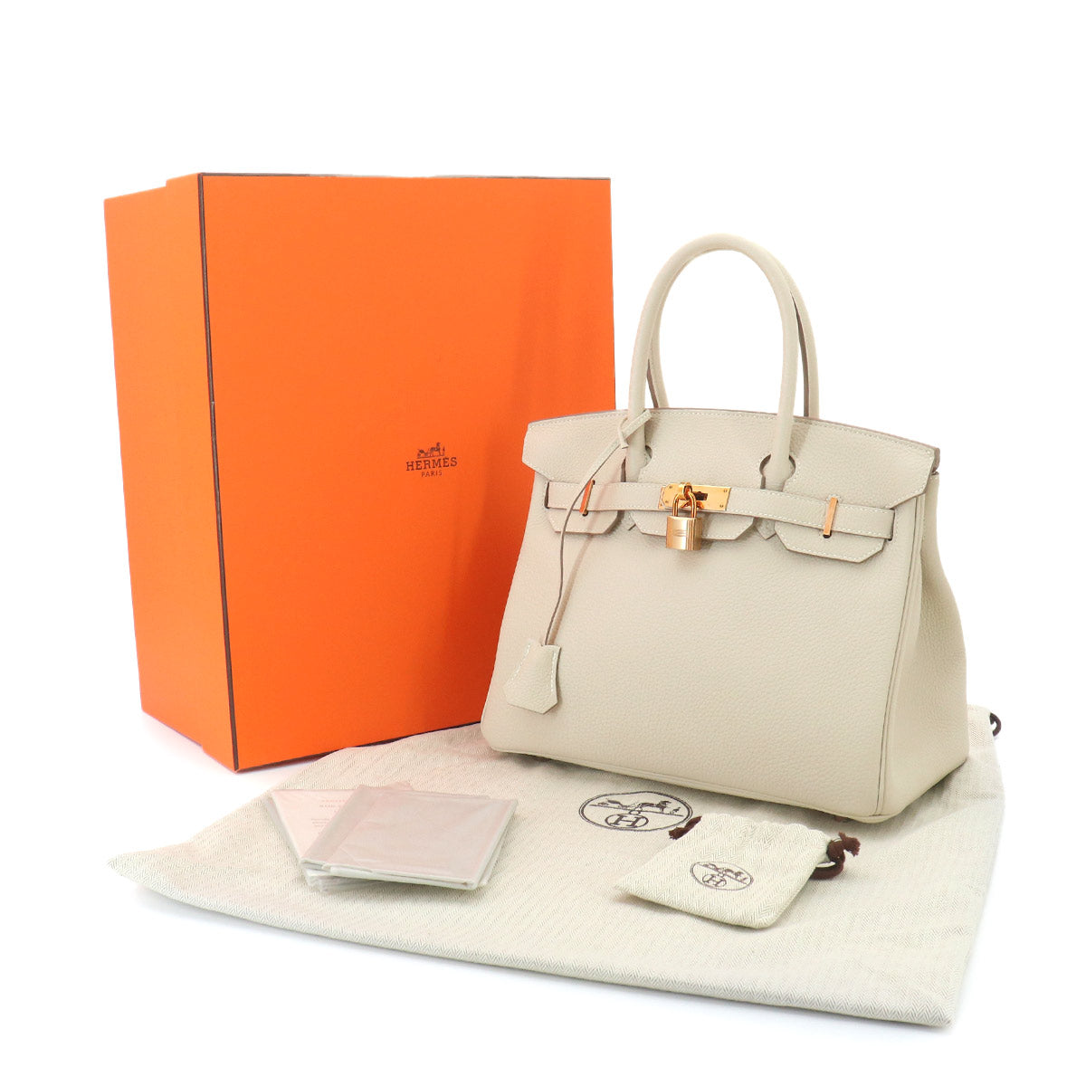 Birkin 30 Veau Togo Craie Hand Bag Purse