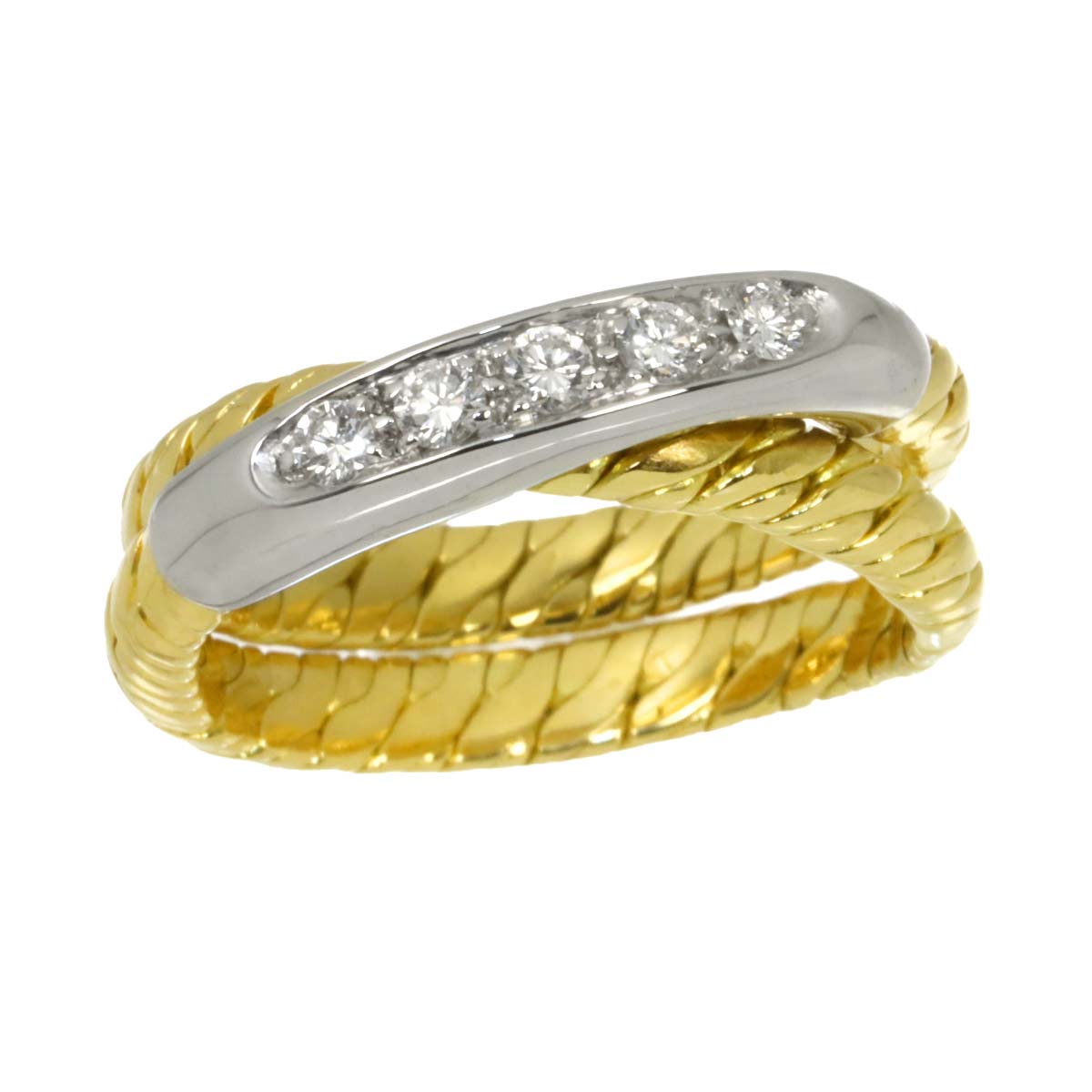 Diamond Ring 18K YG WG 750 Size6.75-7.25(US)