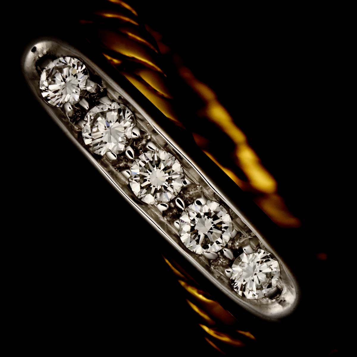 Diamond Ring 18K YG WG 750 Size6.75-7.25(US)