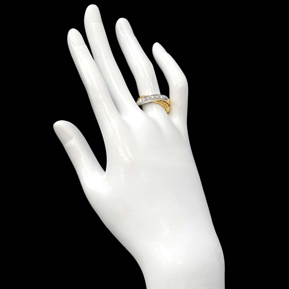 Diamond Ring 18K YG WG 750 Size6.75-7.25(US)