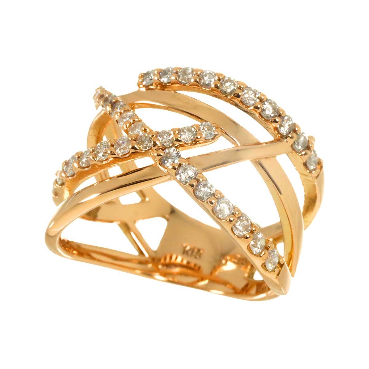 Diamond 0.58ct Ring 18K PG Pink Gold 750 Size5.25-5.5(US)