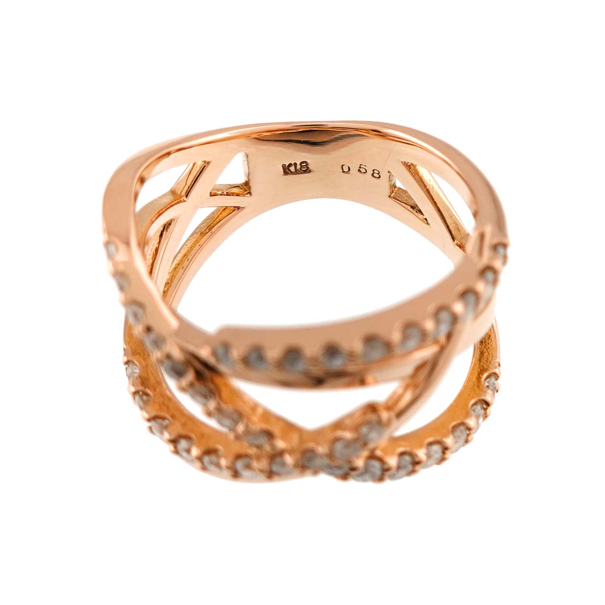 Diamond 0.58ct Ring 18K PG Pink Gold 750 Size5.25-5.5(US)
