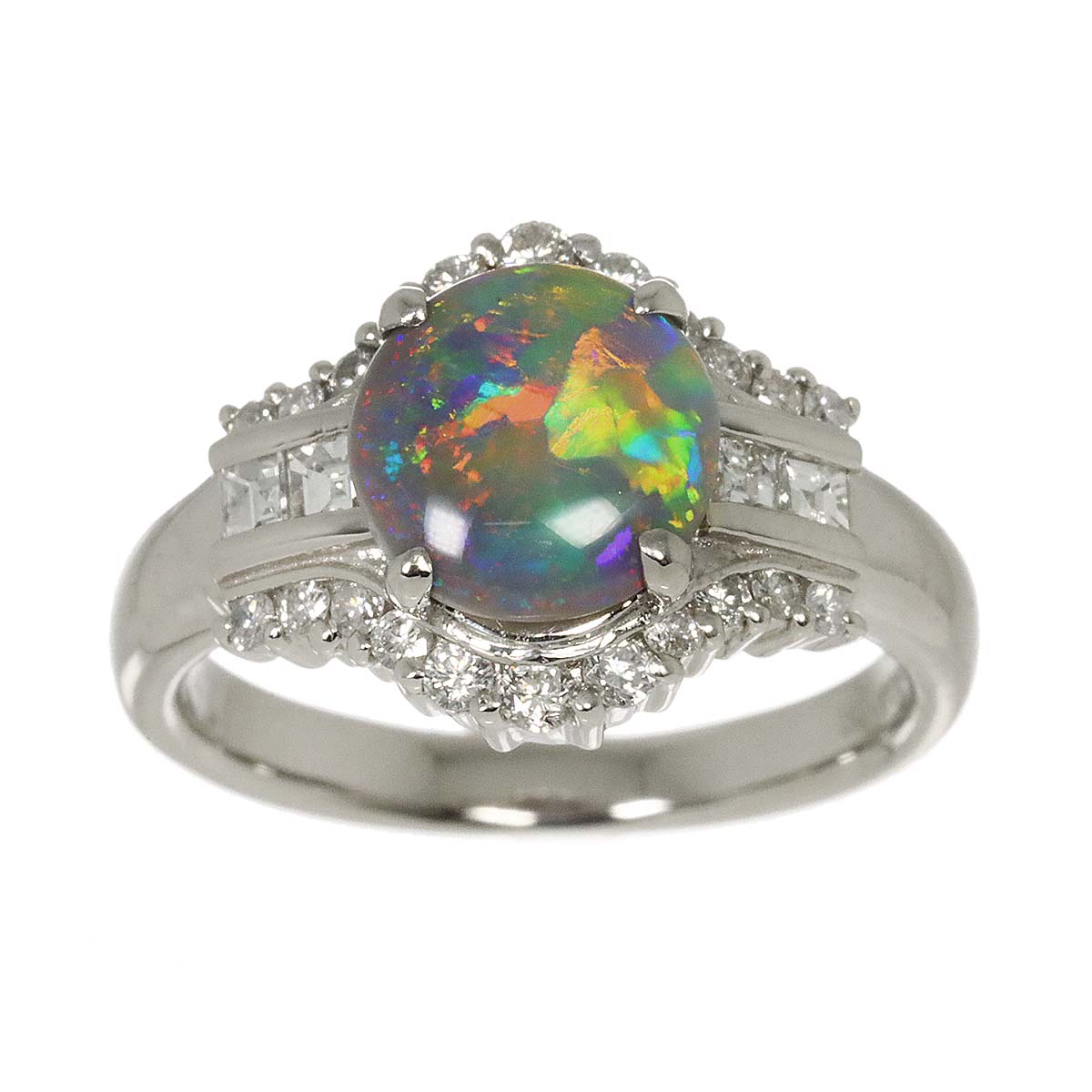 Opal 1.18ct Diamond 0.47ct Ring Pt Platinum size6(US)