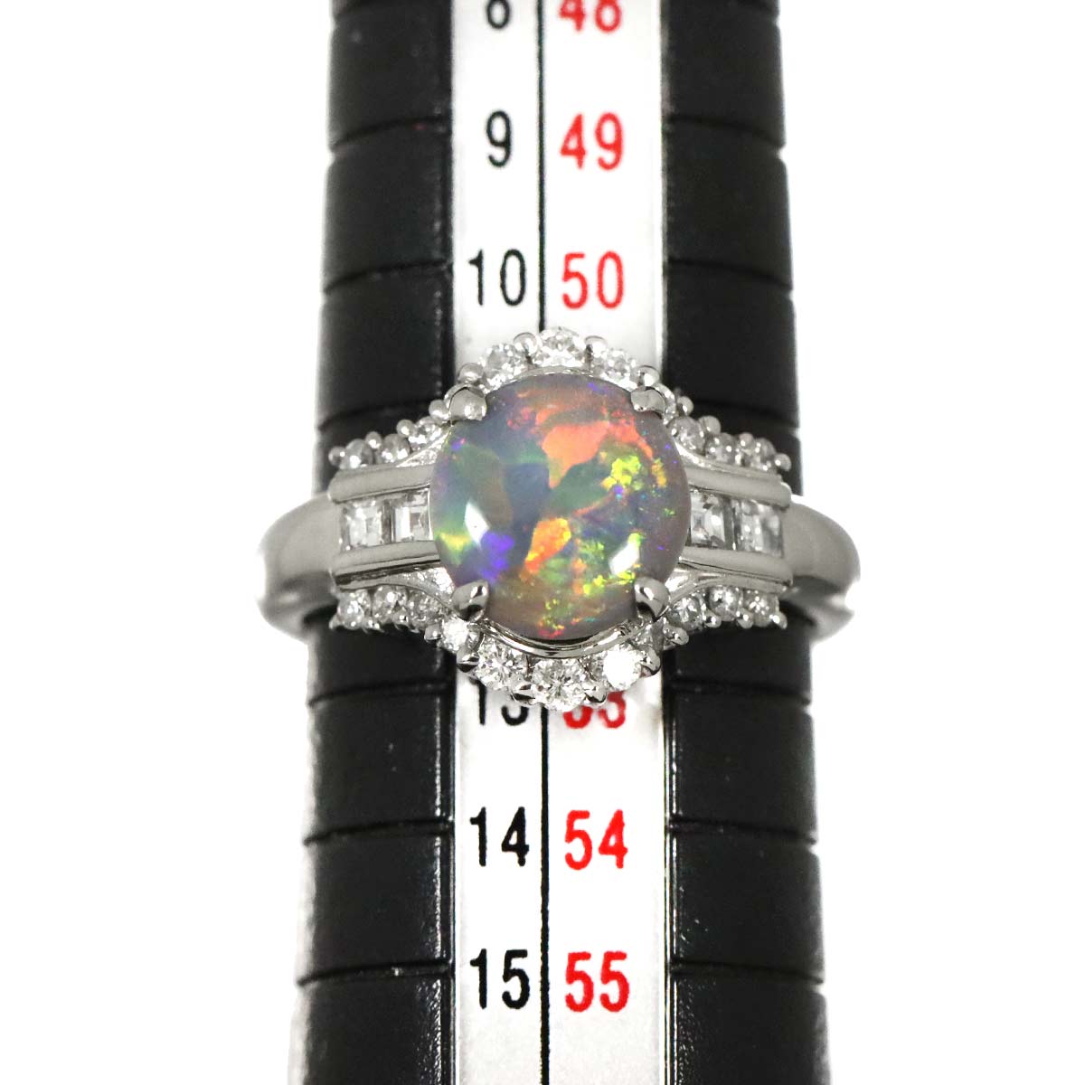 Opal 1.18ct Diamond 0.47ct Ring Pt Platinum size6(US)