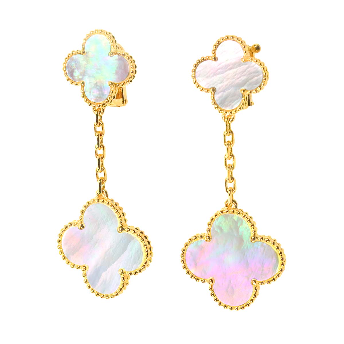 Magic Alhambra MOP Earrings Clip on 18K YG