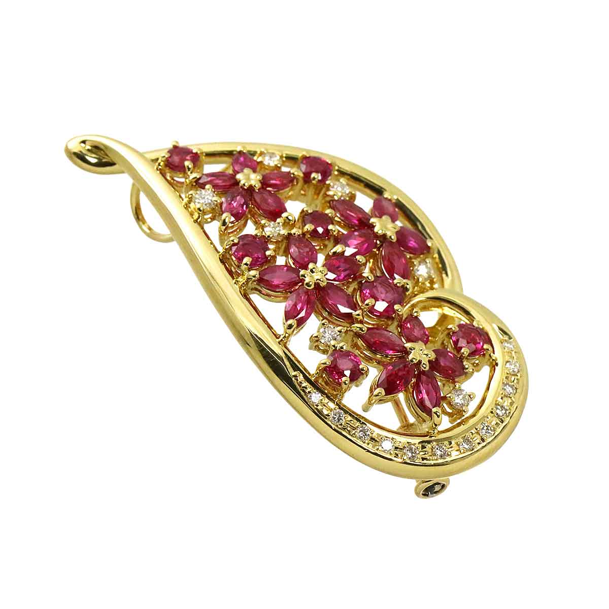 4.08ct Diamond 0.28ct Brooch 18K YG 750