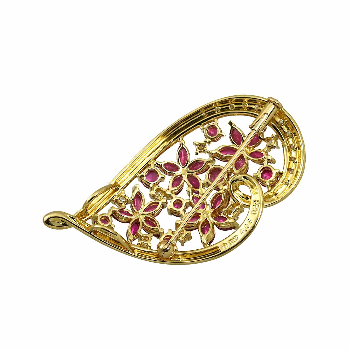 4.08ct Diamond 0.28ct Brooch 18K YG 750