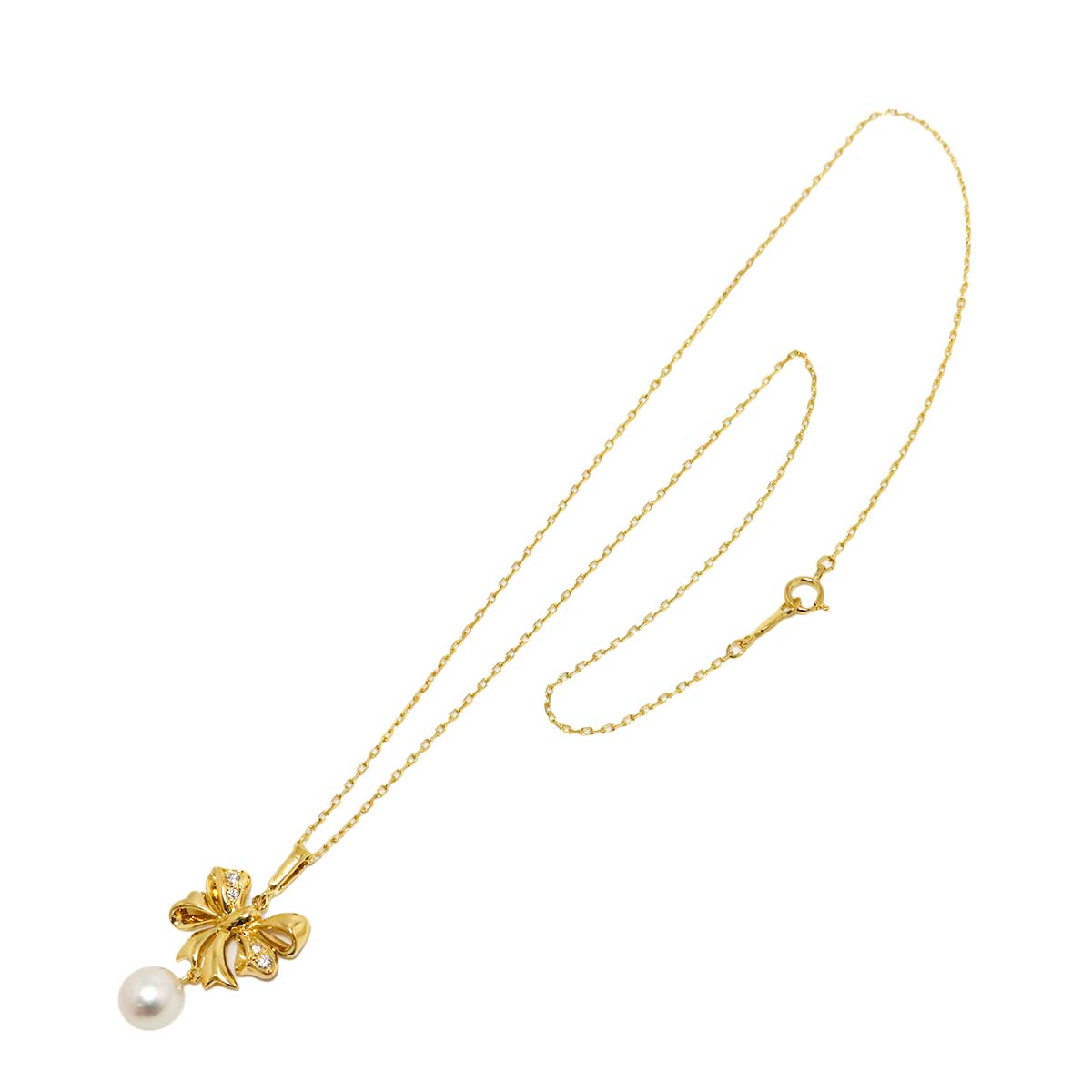 Akoya Pearl 7.5mm Diamond Necklace 18K Yellow Gold 750