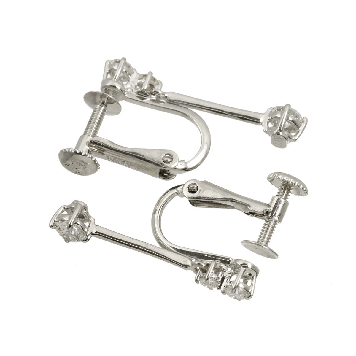 Diamond 0.18ct/0.18ct Earrings Clip on 18K White Gold 750