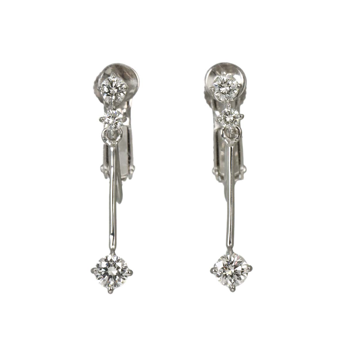 Diamond 0.18ct/0.18ct Earrings Clip on 18K White Gold 750