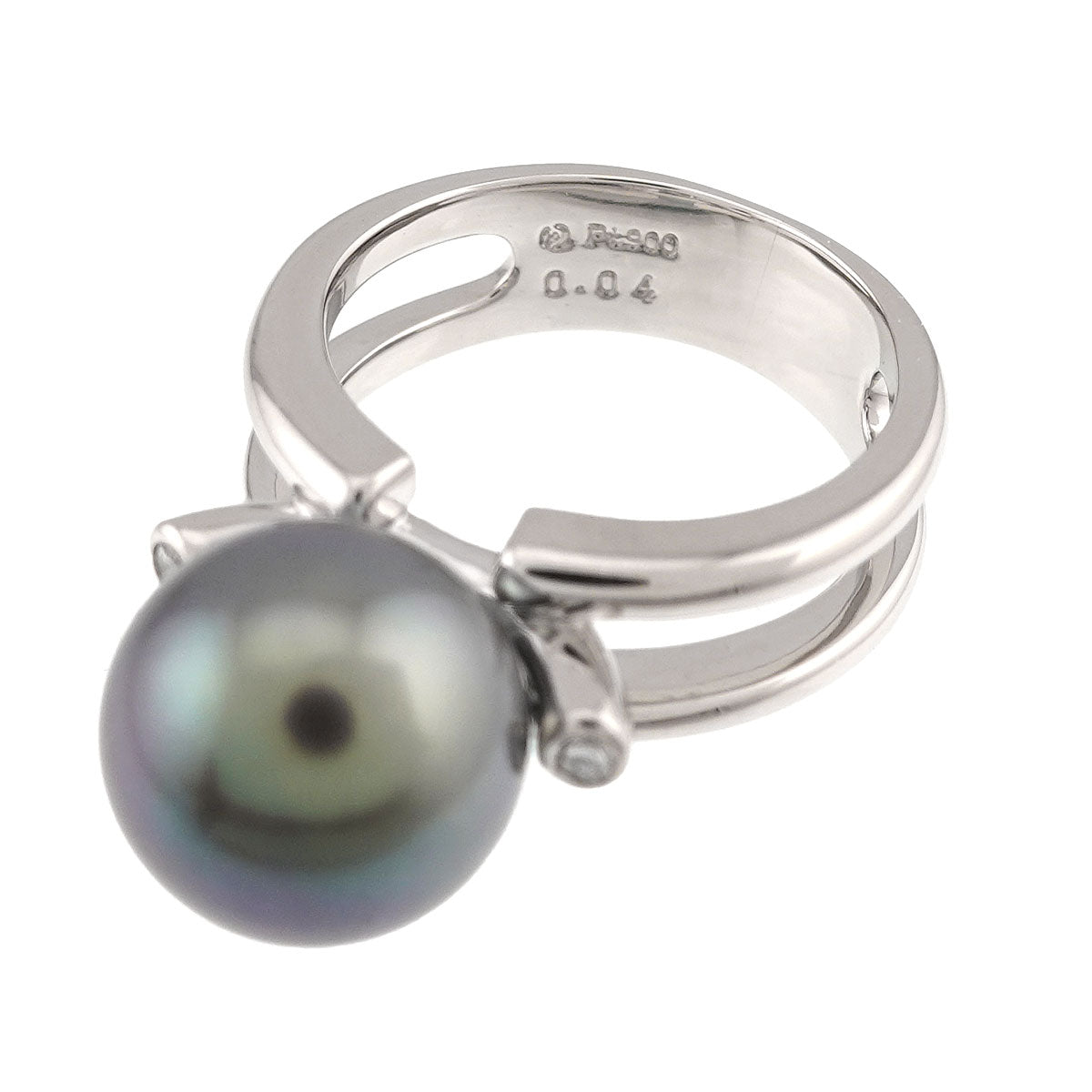 Black Pearl 10.6mm Diamond 0.04ct Ring Platinum size4.5-4.75(US)