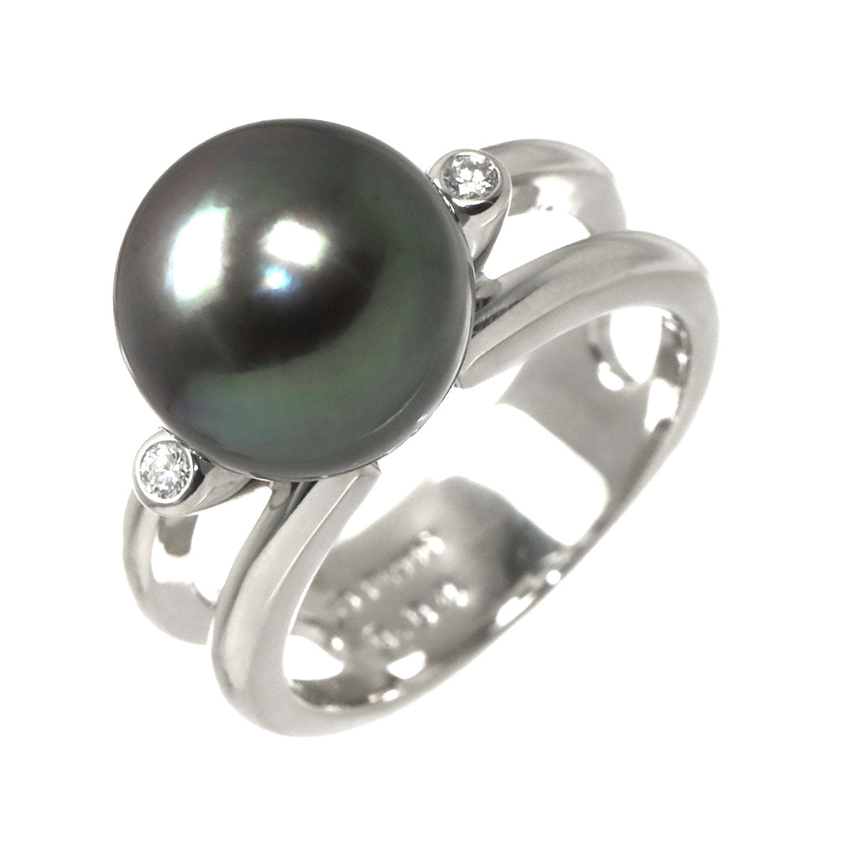 Black Pearl 10.6mm Diamond 0.04ct Ring Platinum size4.5-4.75(US)
