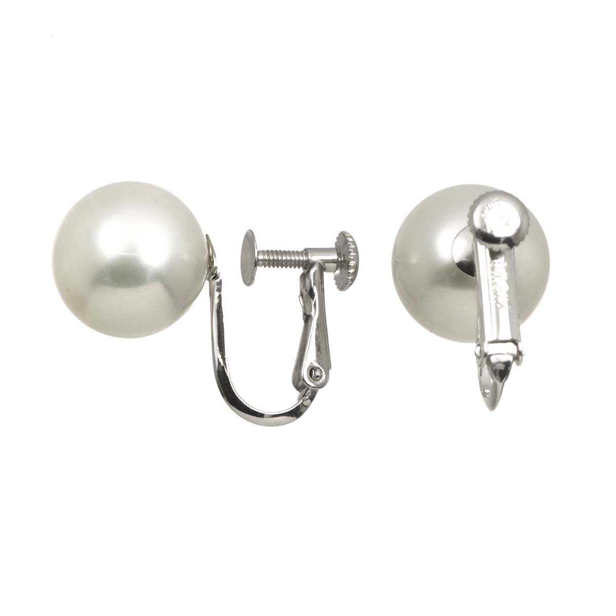 South Sea Pearl 10.7mm Earrings Clip on 18K WG White Gold 750