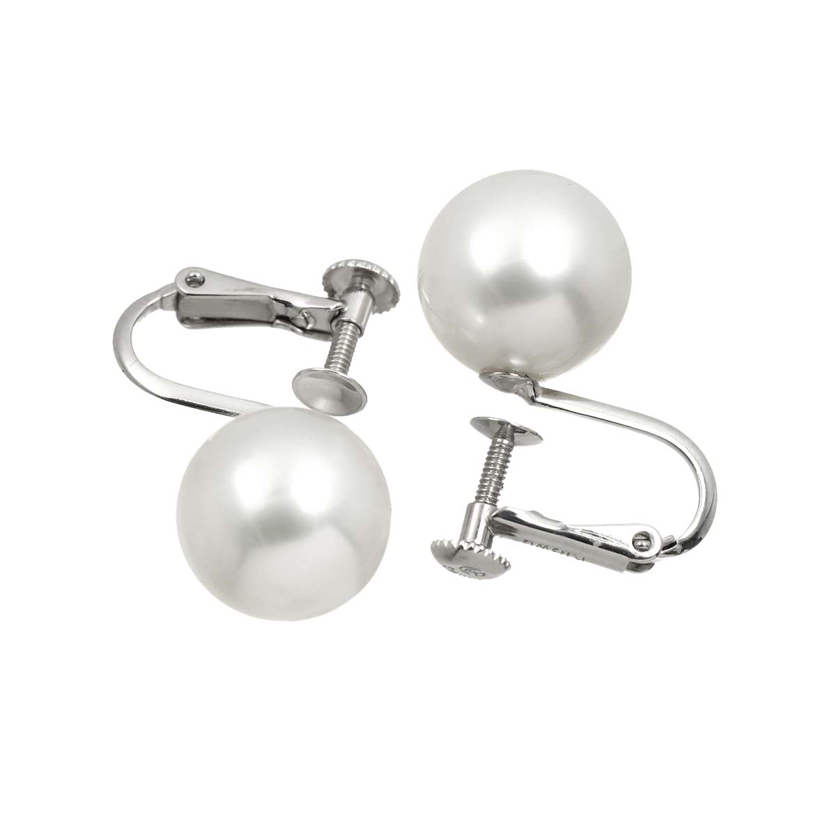 South Sea Pearl 10.7mm Earrings Clip on 18K WG White Gold 750