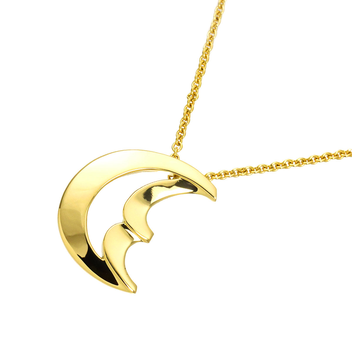 Crescent moon Necklace 18K Yellow Gold 750