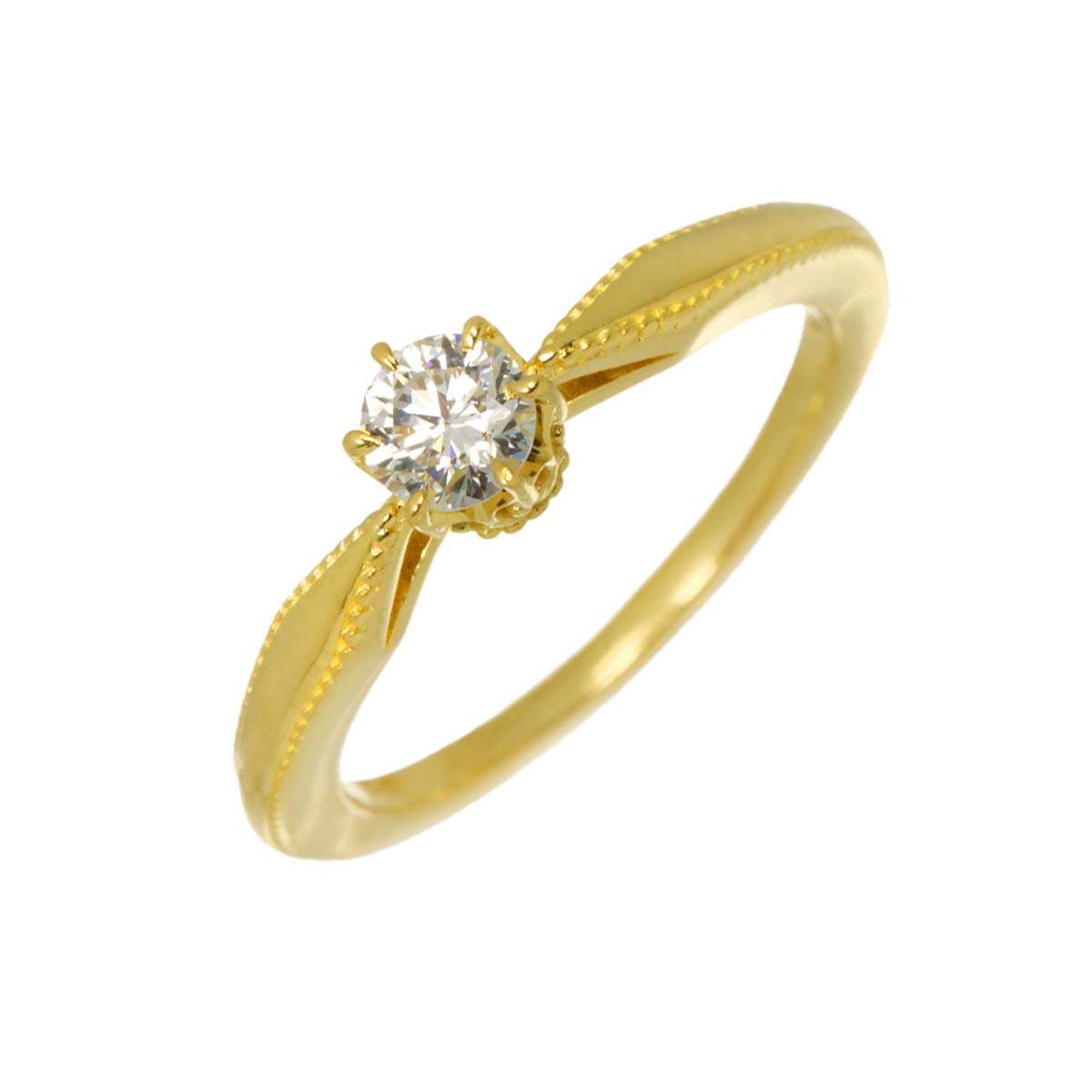 Diamond 0.195ct Ring 18K YG 750 Size2.75-3(US)