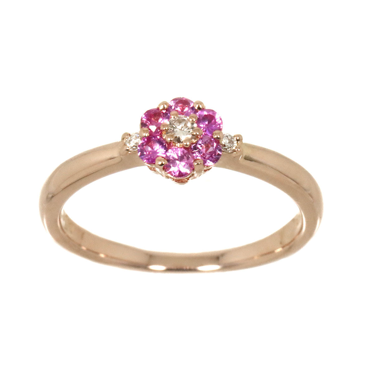 Sapphire Diamond 0.06ct Ring 18K PG 750 Size5.5-5.75(US)
