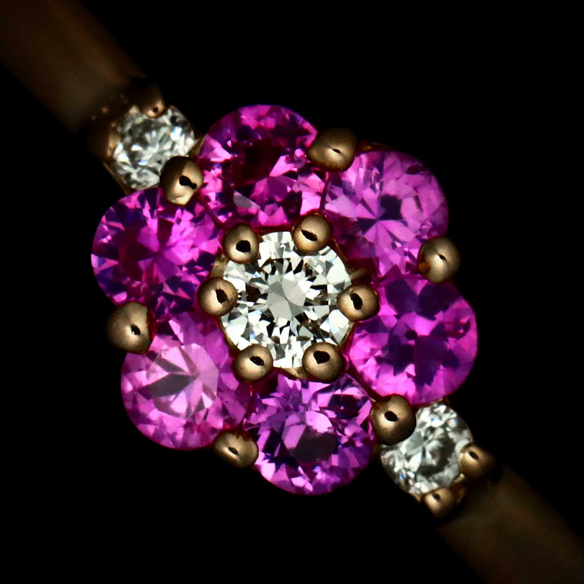 Sapphire Diamond 0.06ct Ring 18K PG 750 Size5.5-5.75(US)