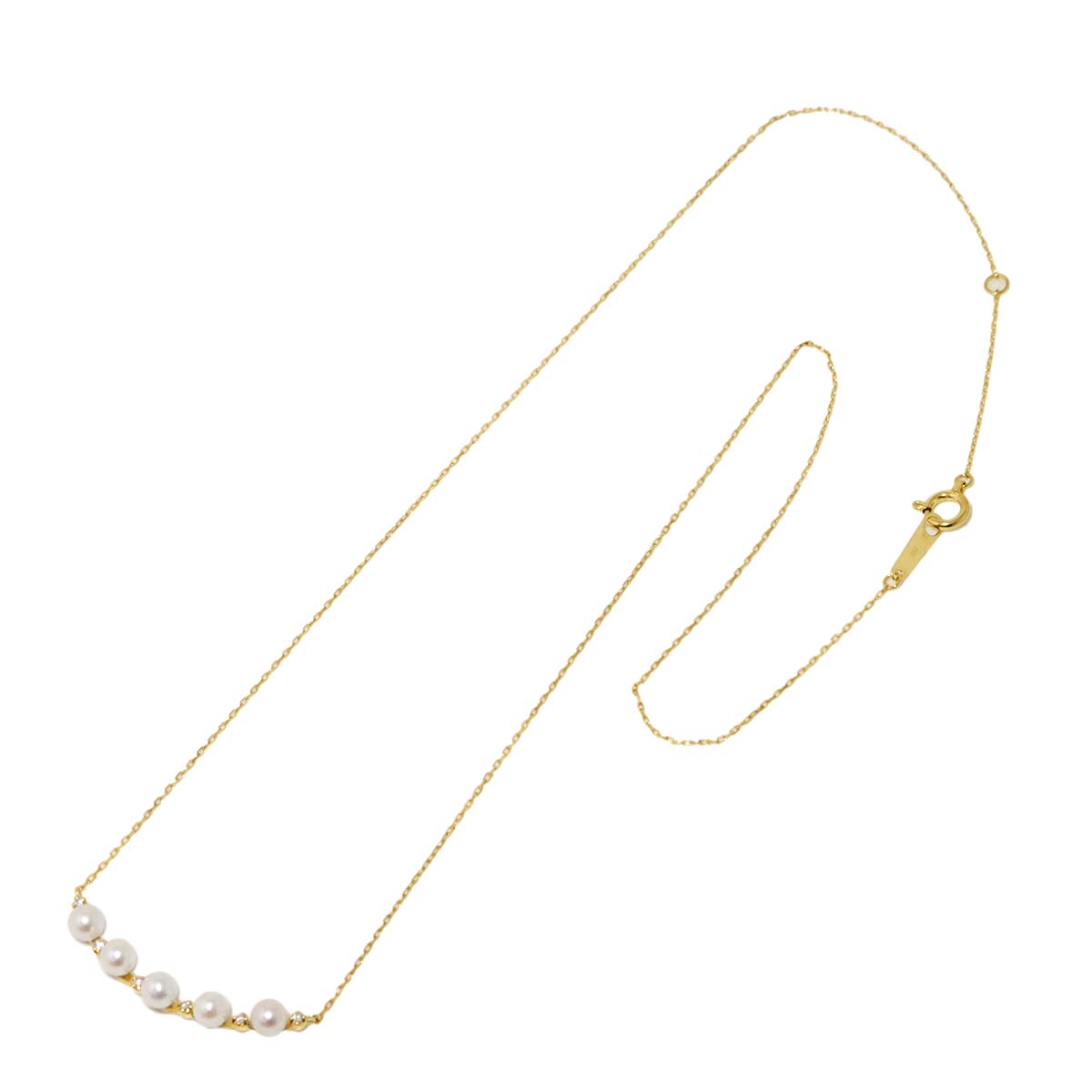 Baby Pearl 3.4mm Diamond Necklace 18K Yellow Gold 750