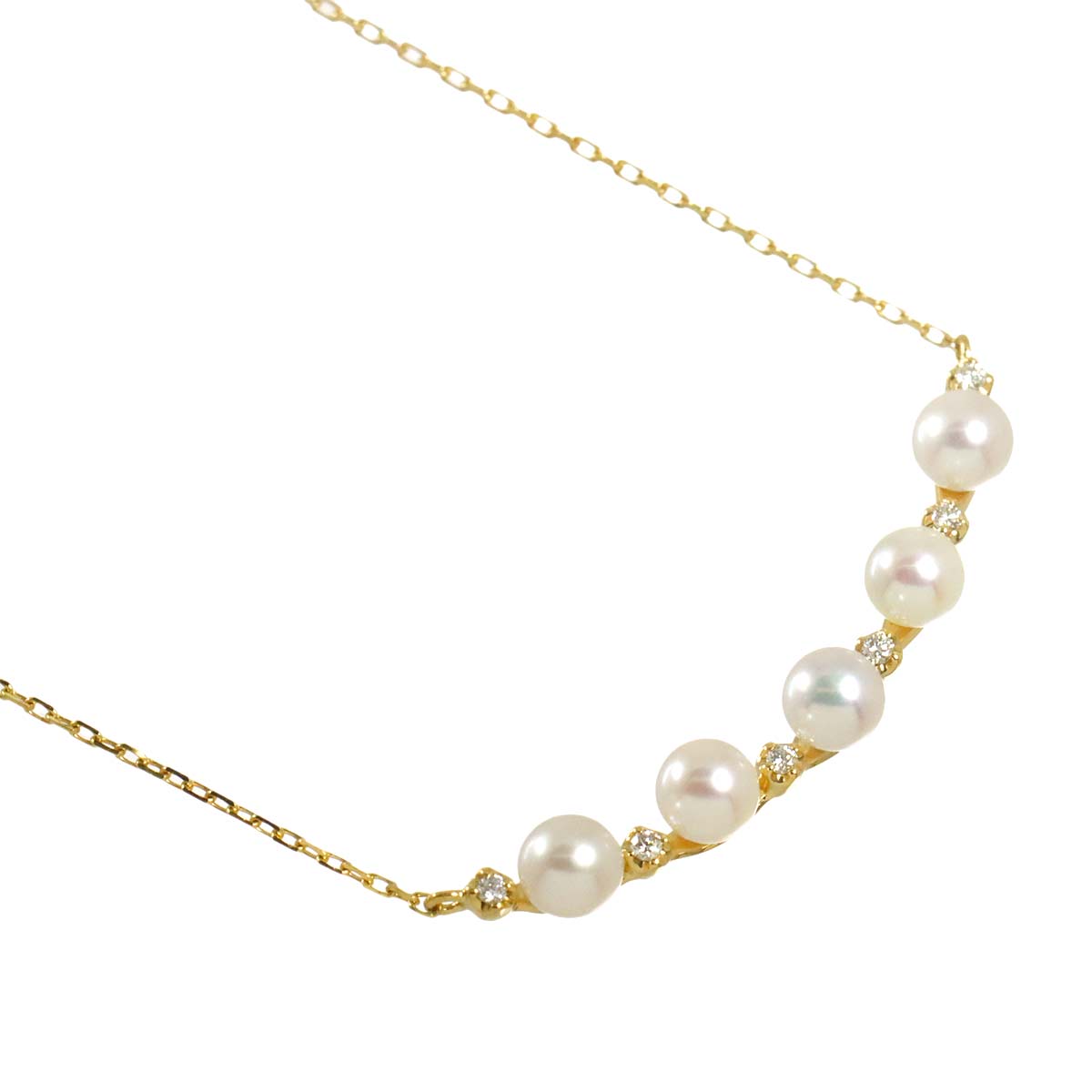 Baby Pearl 3.4mm Diamond Necklace 18K Yellow Gold 750