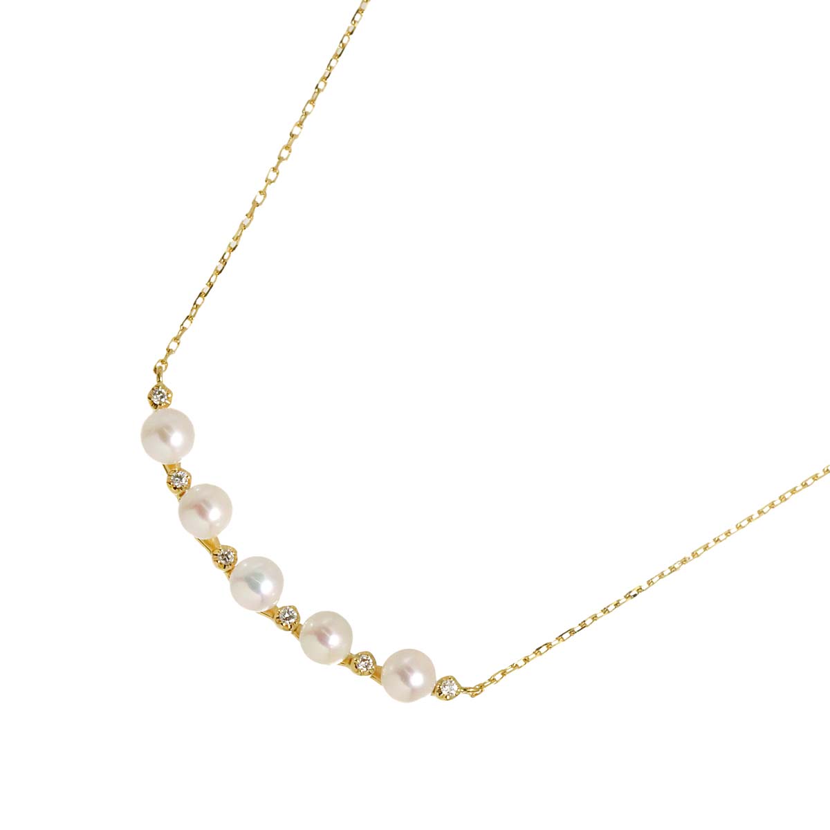 Baby Pearl 3.4mm Diamond Necklace 18K Yellow Gold 750