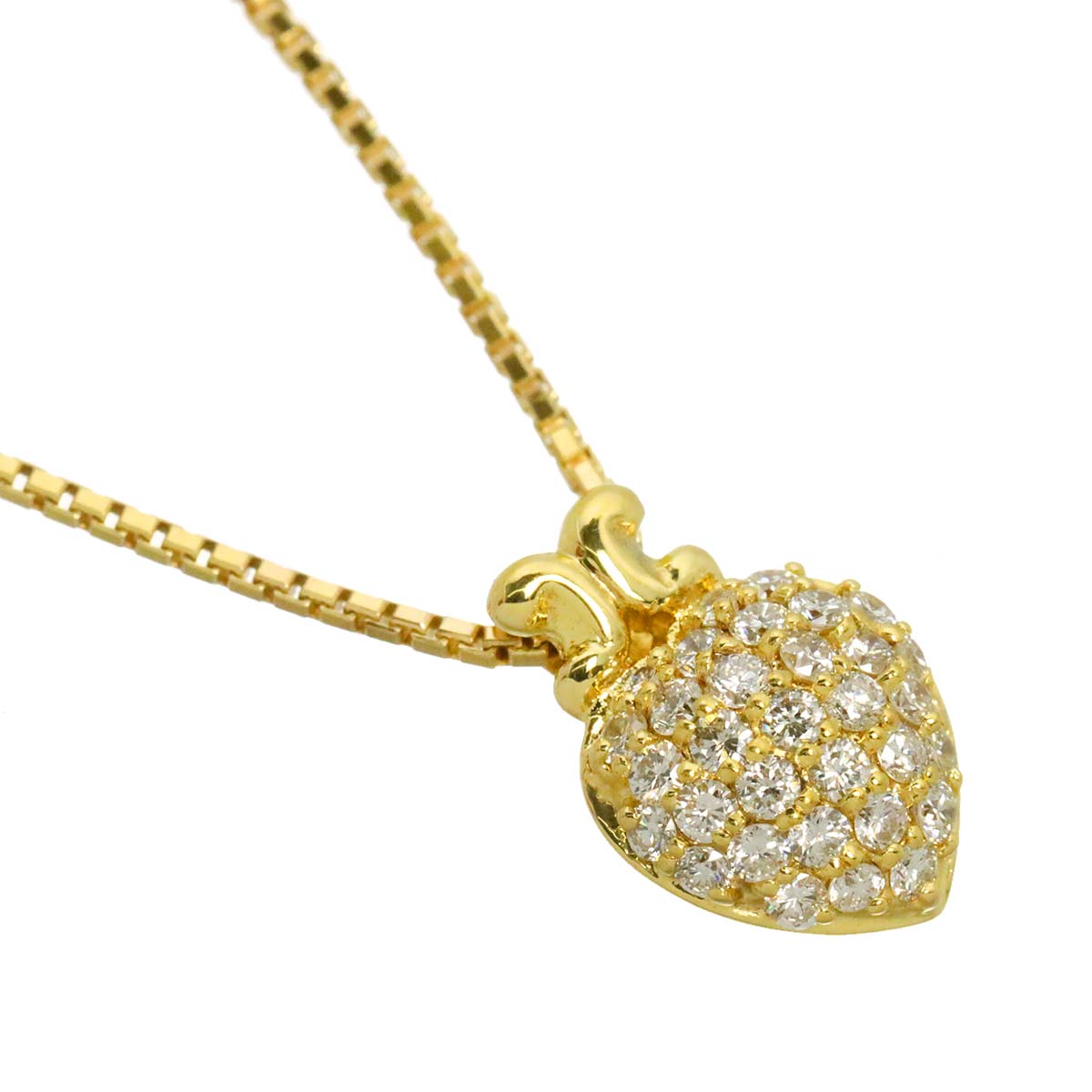 Diamond 0.35ct Ruby 0.02ct Necklace K18 Yellow Gold 750