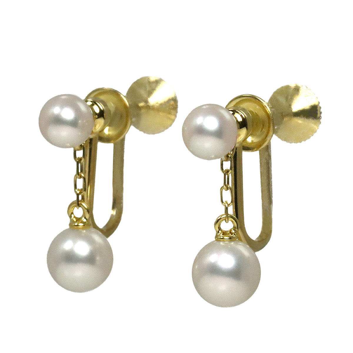 Akoya Pearl 5.8-4.6mm Earrings Clip on 18K Yellow Gold 750