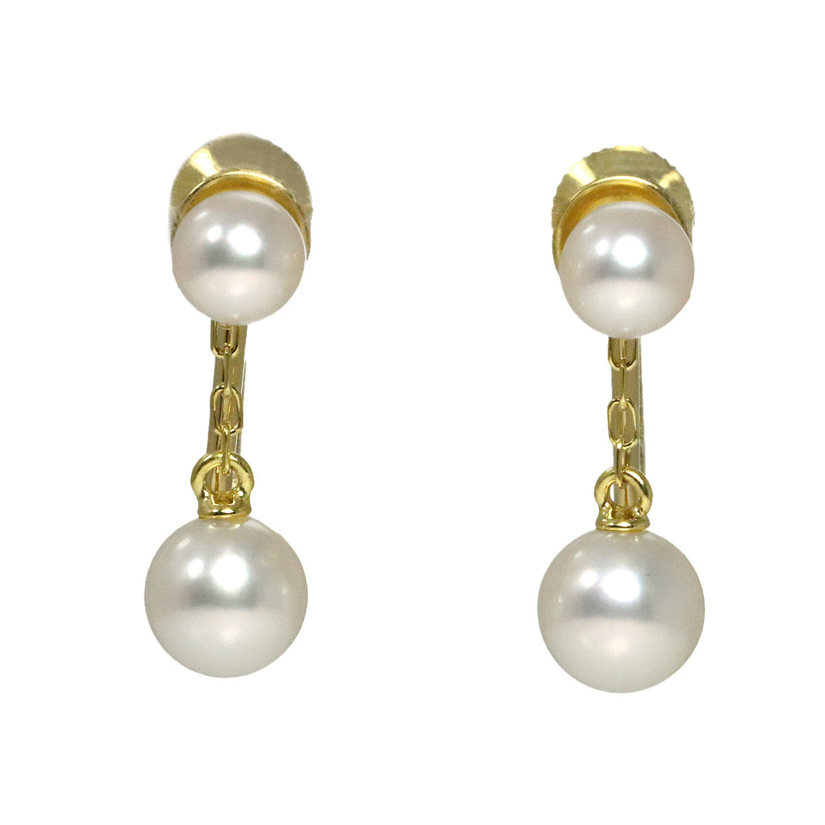 Akoya Pearl 5.8-4.6mm Earrings Clip on 18K Yellow Gold 750