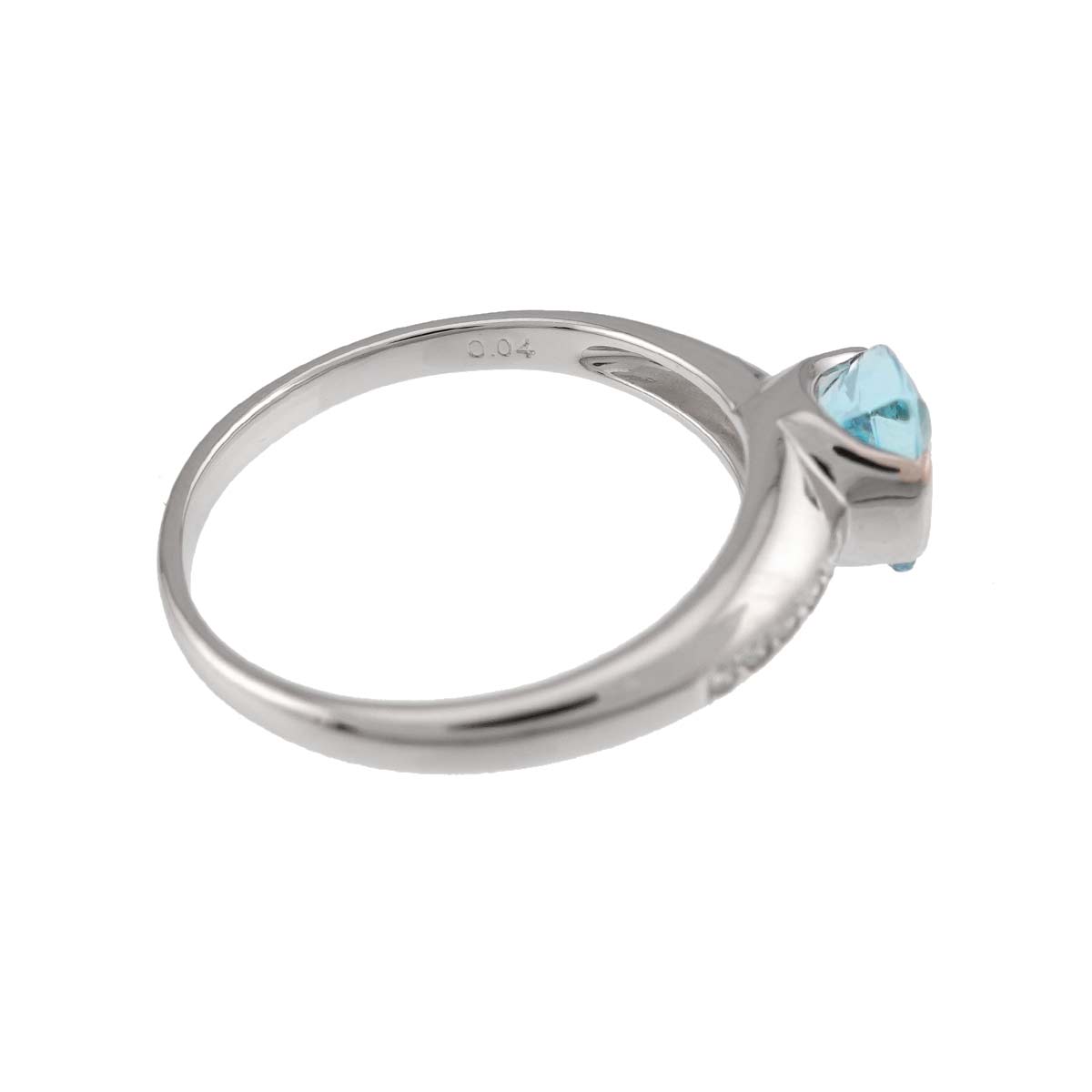 Aquamarine Diamond 0.04ct Ring 18K WG 750 Size8.75(US)