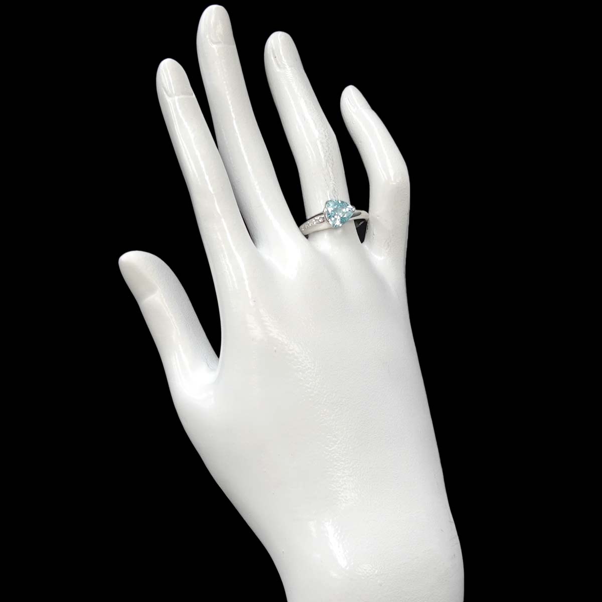 Aquamarine Diamond 0.04ct Ring 18K WG 750 Size8.75(US)
