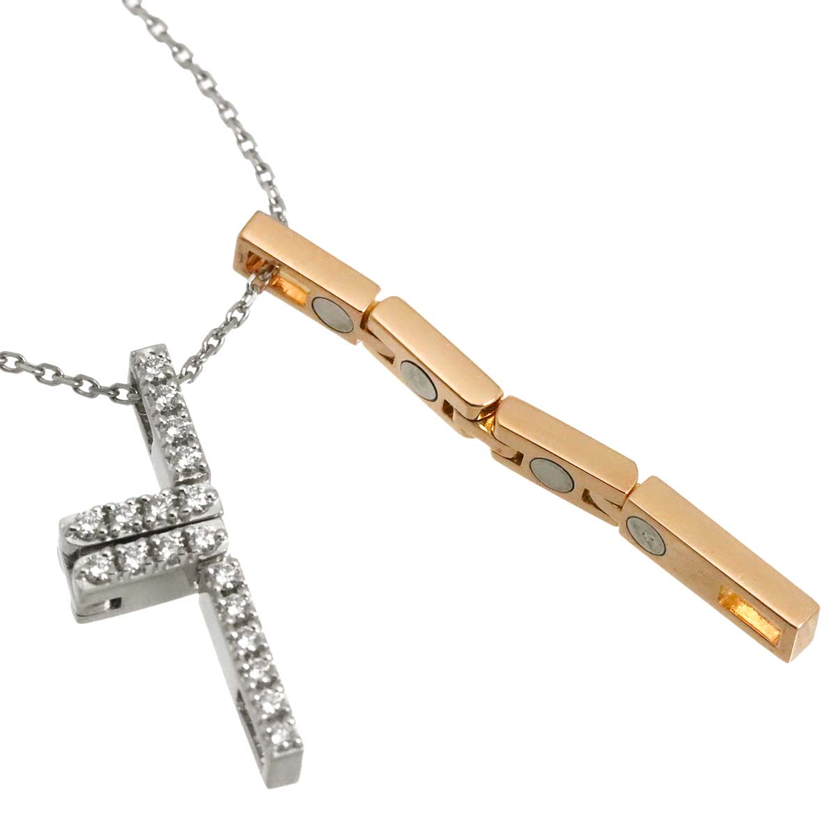 Diamond 0.14ct Necklace 18K White Pink Gold 750