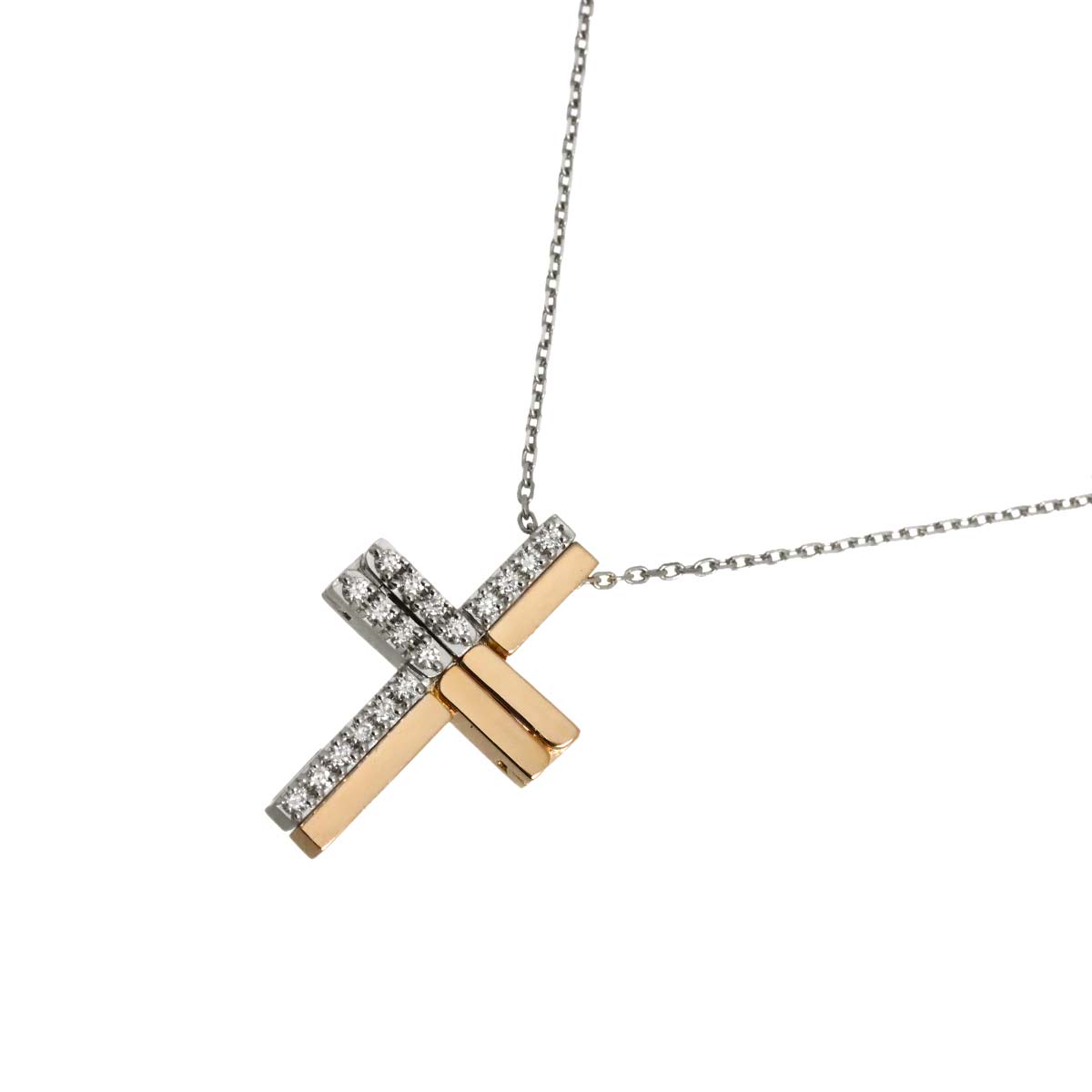 Diamond 0.14ct Necklace 18K White Pink Gold 750