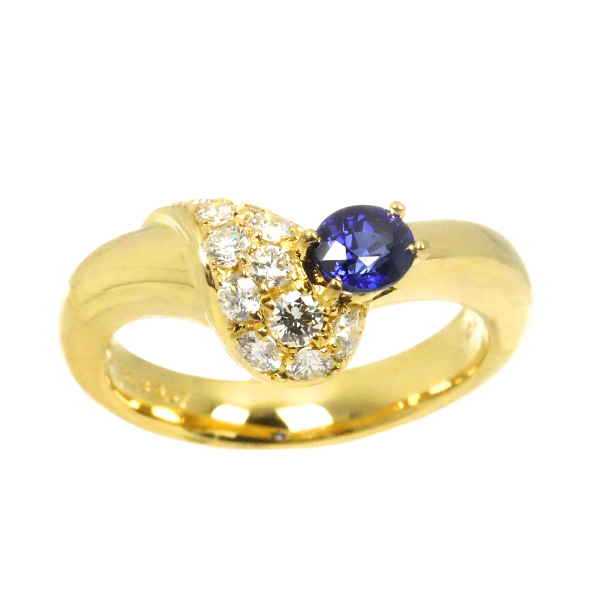 Sapphire 0.57ct Diamnd 0.42ct Ring 18K YG Size6.5-6.75(US)