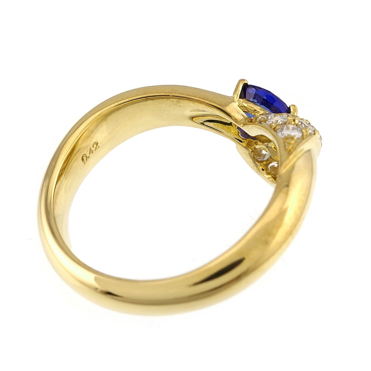 Sapphire 0.57ct Diamnd 0.42ct Ring 18K YG Size6.5-6.75(US)